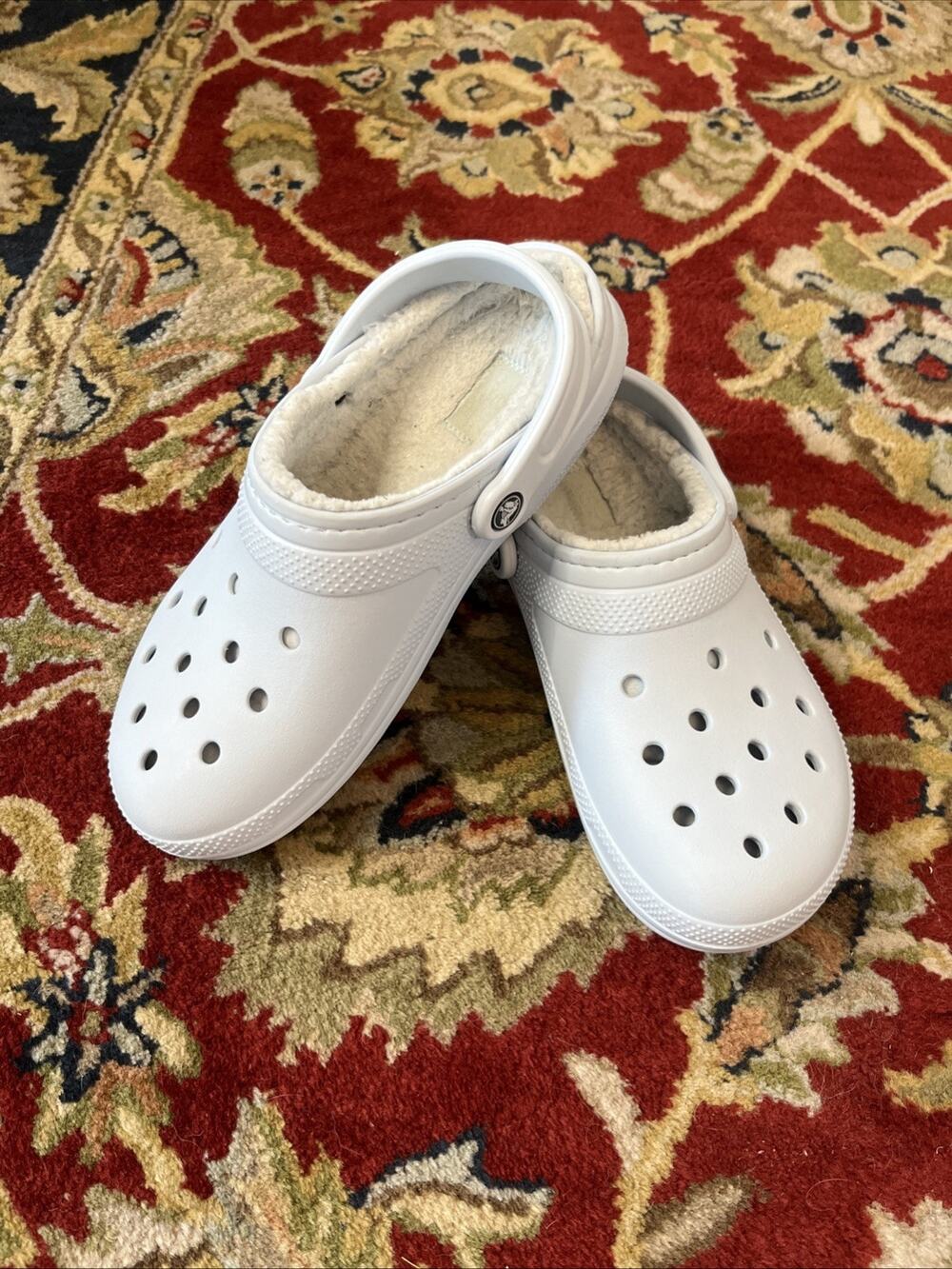 CROCS Sherpa Lined Clog Light Blue Women’s Sz 10 Men’s 8 Fleece Fall Winter EUC